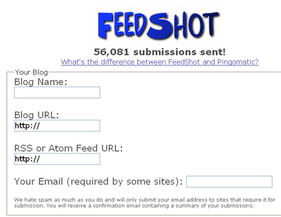 Feedshot main page
