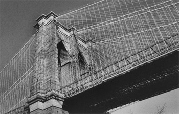 The spires of the Brooklyn bridge